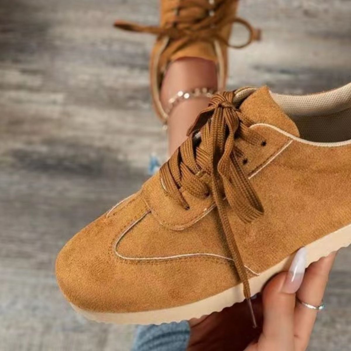 Suede Lace-Up Flat Women's Sneakers