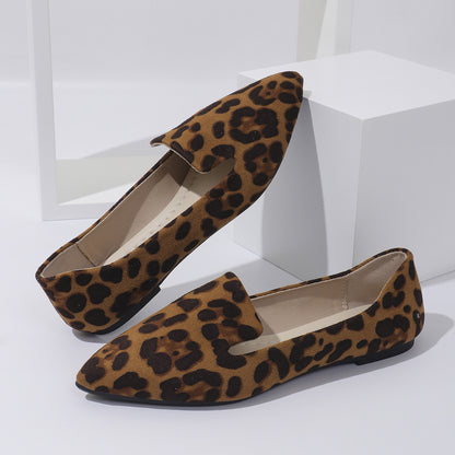 Leopard Print Shallow Mouth Pointed Flat Casual Shoes