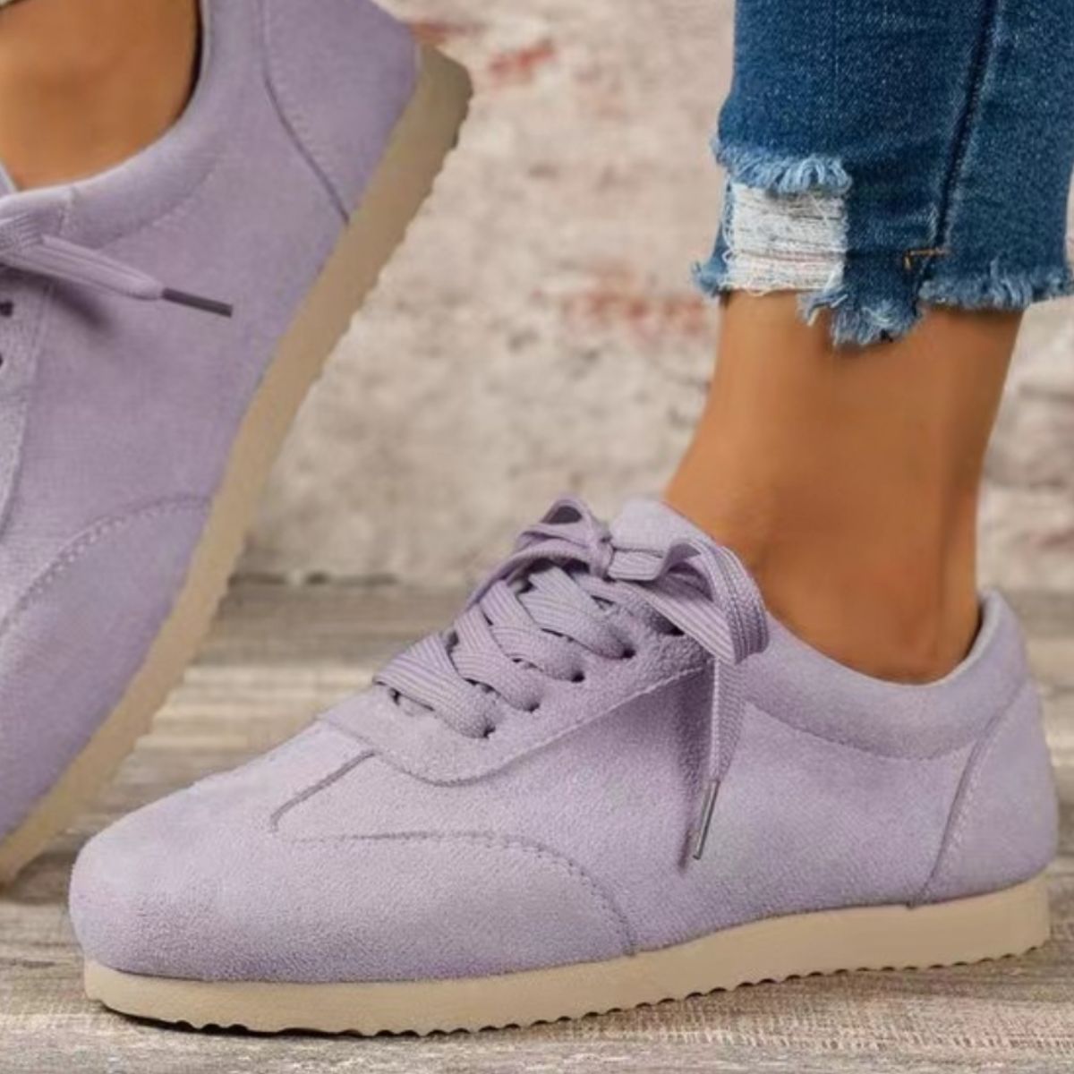 Suede Lace-Up Flat Women's Sneakers