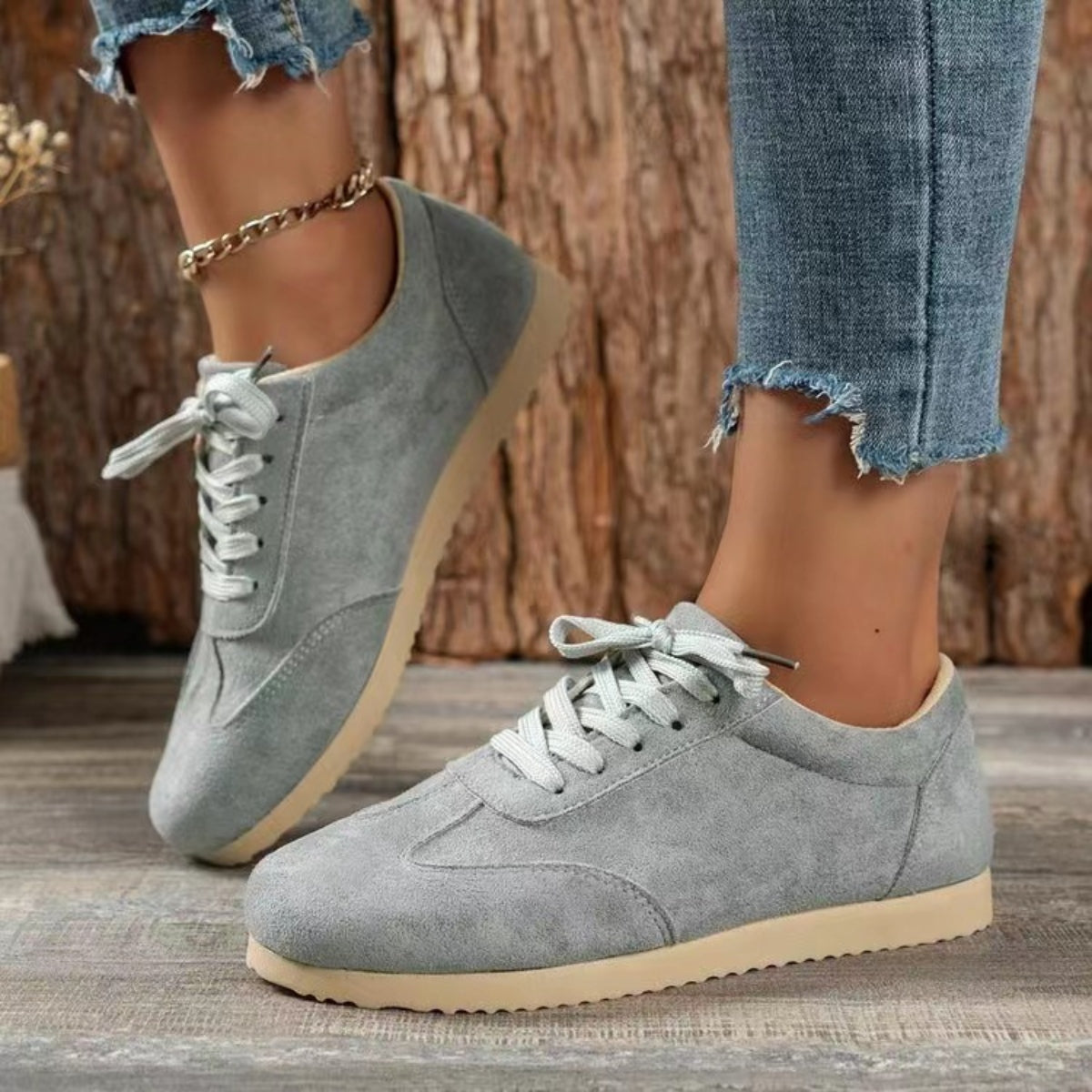 Suede Lace-Up Flat Women's Sneakers