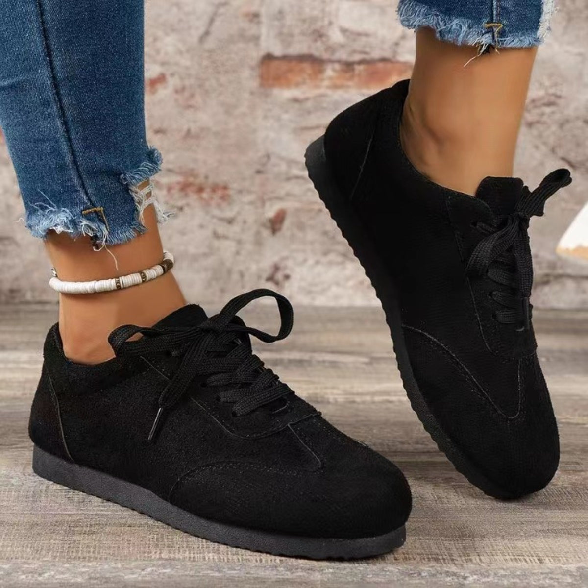 Suede Lace-Up Flat Women's Sneakers