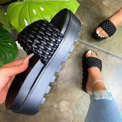 Pleather Open Toe Platform Sandals